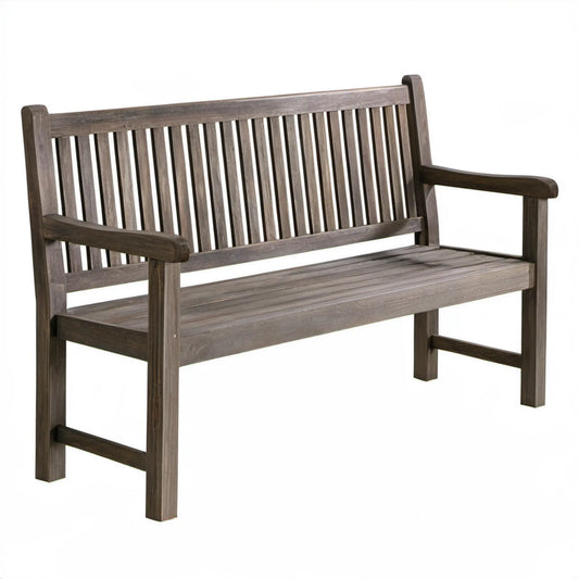 Dwuosobowa ławka z litego drewna akacjowego szarobrązowa 120 x 63 x 87 cm