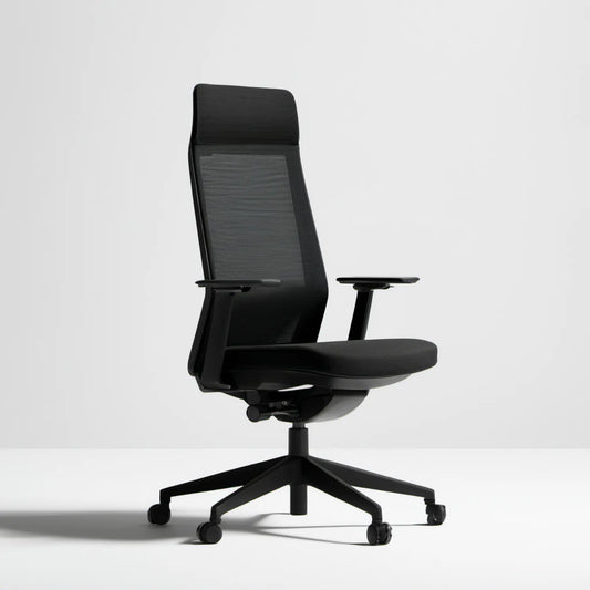Czarny ergonomiczny fotel biurowy obrotowy z wysokim oparciem z siatki, 66 x 66 x 116–126 cm