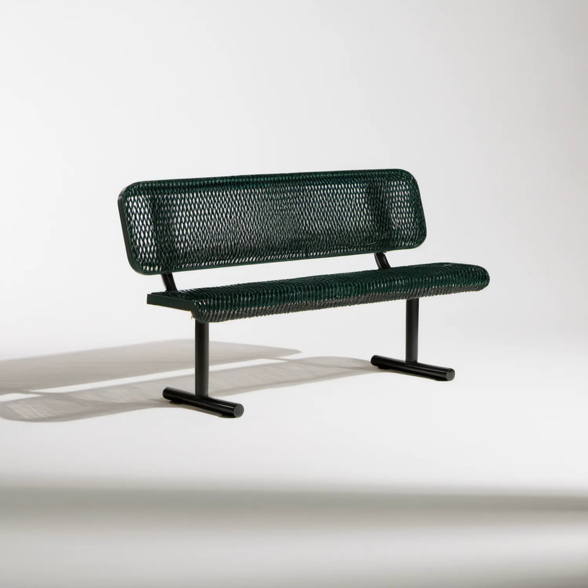Dwuosobowa ławka ogrodowa z plecionki PP i stali, ciemnozielona/czarna, 120 x 57 x 78 cm