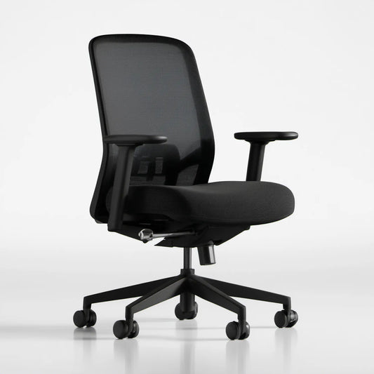 Ergonomiczne obrotowe krzesło biurowe z siatkowym oparciem, czarne, 65 x 65 x 98–108 cm