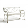 Biała stalowa ławka ogrodowa 2-osobowa 127 x 56 x 89 cm